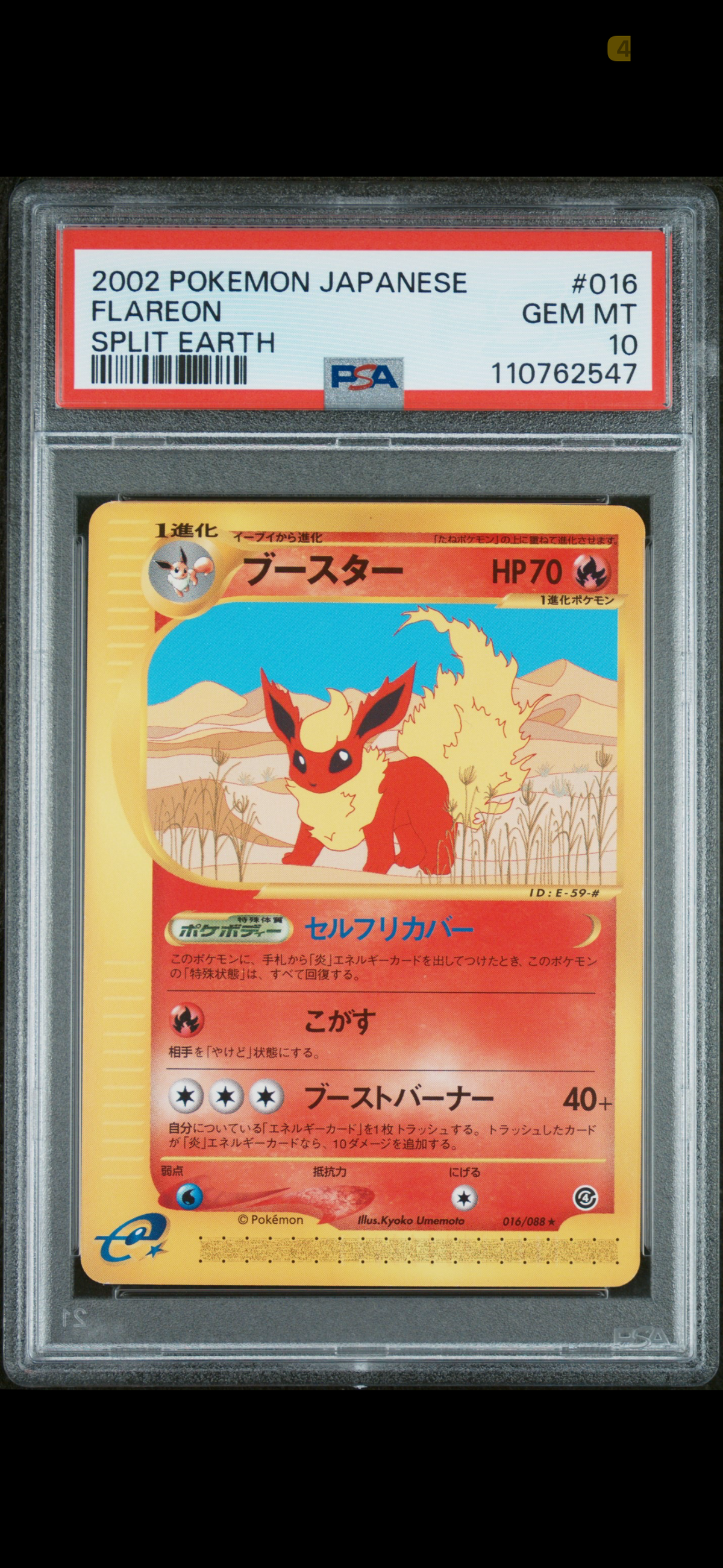 Pokémon TCG Japanese Flareon #016/088 Split Earth PSA 10